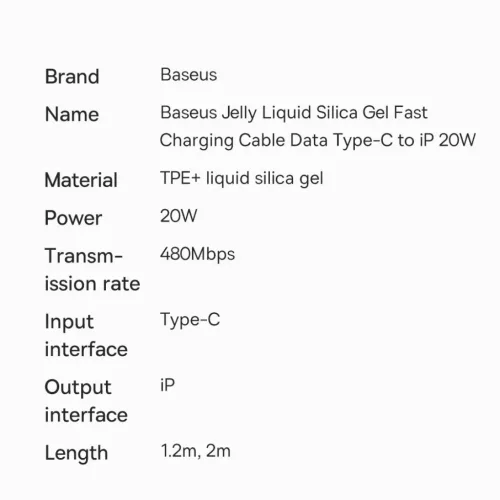 Baseus Jelly USB Type-C - Lightning kábel 20W 1.2m fekete (CAGD020001-6932172603939 7 kép