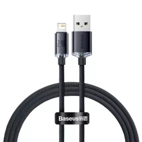 Baseus Crystal Shine USB-Lightning kábel, 2.4A, 1.2m (fekete)-6932172602680 1 kép