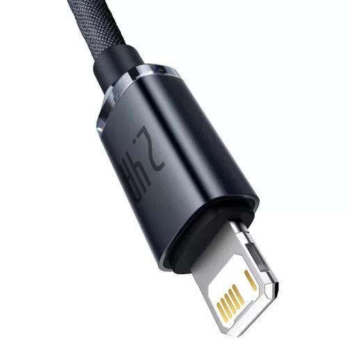Baseus Crystal Shine USB-Lightning kábel, 2.4A, 1.2m (fekete)-6932172602680 2 kép