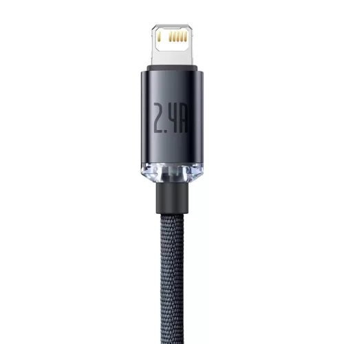 Baseus Crystal Shine USB-Lightning kábel, 2.4A, 1.2m (fekete)-6932172602680 3 kép