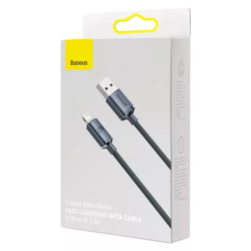 Baseus Crystal Shine USB-Lightning kábel, 2.4A, 1.2m (fekete)-6932172602680 8 kép