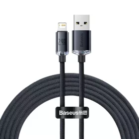   Baseus Crystal Shine gyors töltős adatkábel USB - Lightning 2.4A 2m fekete (CAJY000101)