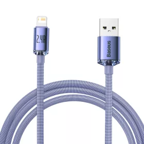 Baseus Crystal Shine Lightning USB kábel, 2.4A, 2m (lila)-6932172602734 2 kép