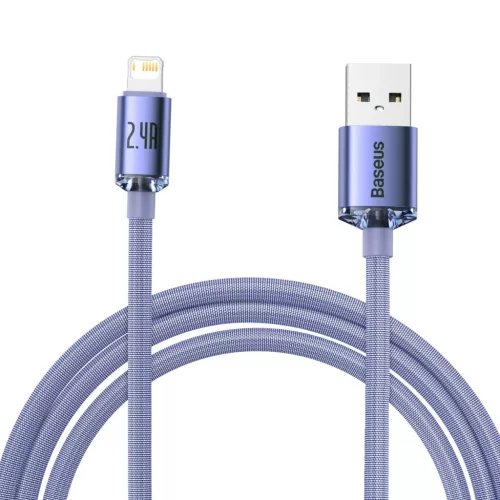 Baseus Crystal Shine Lightning USB kábel, 2.4A, 2m (lila)-6932172602734 2 kép