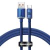 Baseus Crystal Shine gyors töltős adat kábel USB Type A - USB Type C 100W 1,2m kék