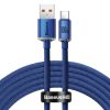 Baseus Crystal Shine gyors töltős adat kábel USB Type A - USB Type C 100W 2m kék