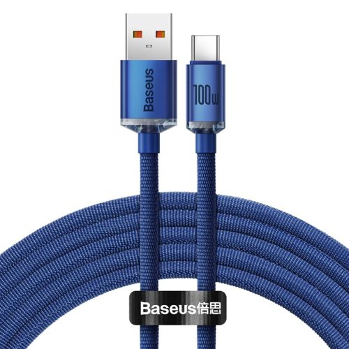 Baseus Crystal Shine gyors töltős adat kábel USB Type A - USB Type C 100W 2m kék