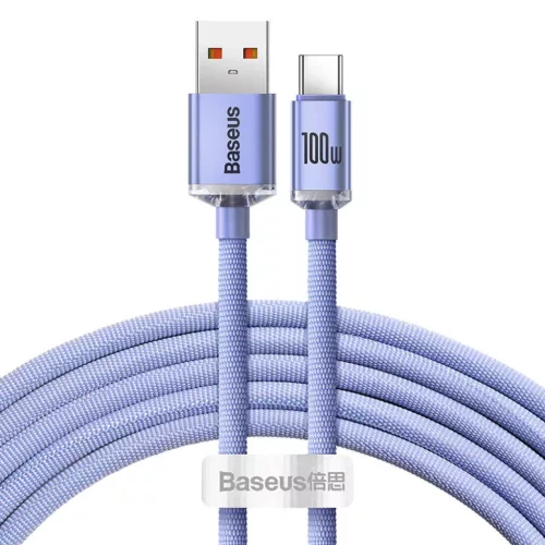 Baseus Crystal Shine USB-USB-C kábel, 100W, 2m (lila)-6932172602857 2 kép