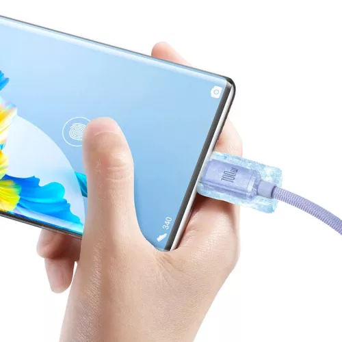 Baseus Crystal Shine USB-USB-C kábel, 100W, 2m (lila)-6932172602857 3 kép