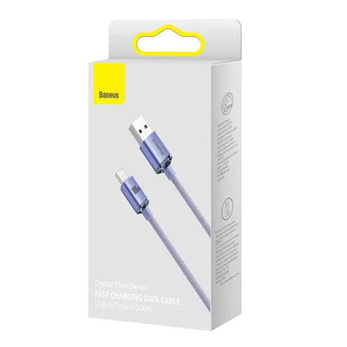 Baseus Crystal Shine USB-USB-C kábel, 100W, 2m (lila)-6932172602857 6 kép