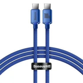  Baseus Crystal Shine gyors töltős adat kábel USB Type C - USB Type C 100W 1.2m kék