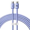 Baseus Crystal Shine gyors töltős adat kábel USB Type C - USB Type C 100W 2m lila