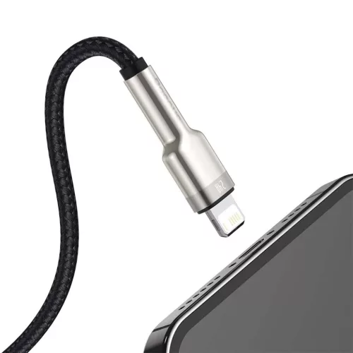 Baseus Cafule Metal nylon harisnyázott USB/ Lightning kábel 2.4A 1m -6953156202245 6 kép