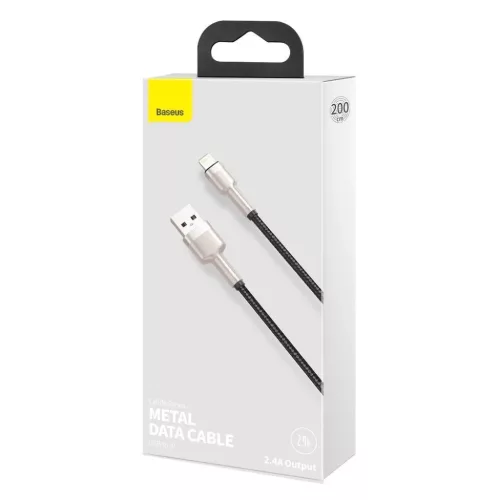 Baseus Cafule Metal nylon harisnyázott USB/ Lightning kábel 2.4A 2m -6953156202283 10 kép