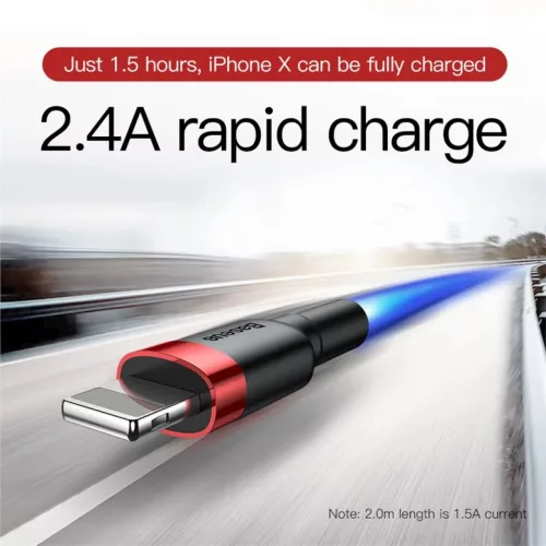 Baseus Cafule Nylon harisnyázott USB / Lightning QC3.0 1.5A kábel 2 -6953156275027 7 kép