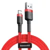 Baseus Cafule Nylon harisnyázott USB/Lightning kábel 2A 3m piros (CALKLF-R09)