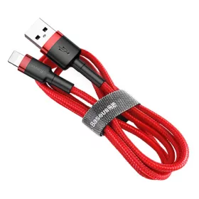 Baseus Cafule Nylon harisnyázott USB/Lightning kábel 2A 3m piros (CA-6953156296299 1 kép