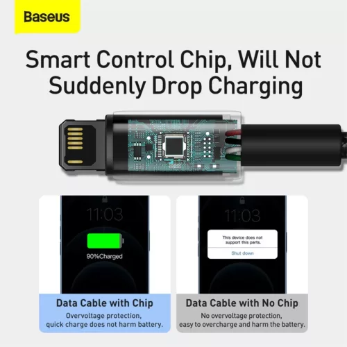 Baseus Tungsten USB - Lightning kábel 2.4A 1m fekete (CALWJ-01)-6953156204959 5 kép
