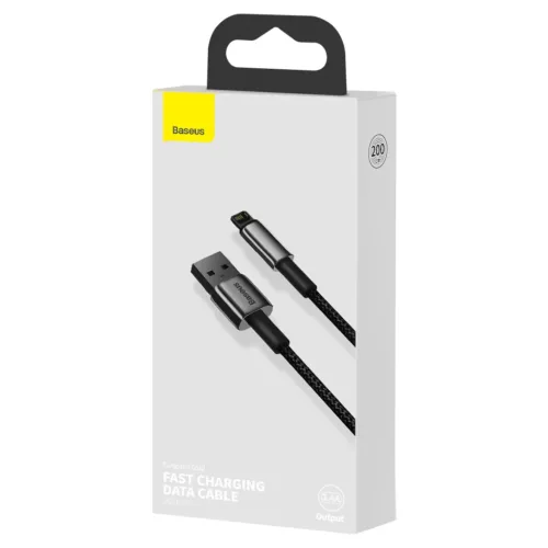 Baseus Tungsten USB - Lightning kábel 2.4A 2m fekete (CALWJ-A01)-6953156204966 10 kép