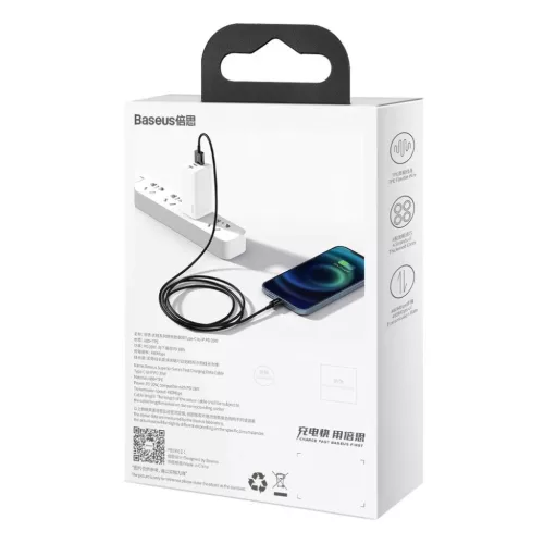 Baseus Superior USB - Lightning gyorstöltő adatkábel 2,4A 1 m feket-6953156205406 4 kép