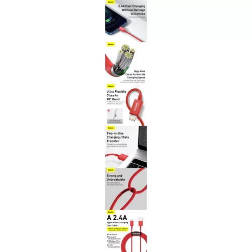 Baseus Superior USB - Lightning kábel 2.4A 1m piros (CALYS-A09)-6953156205437 8 kép