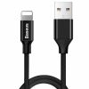 Baseus Yiven Nylon harisnyázott USB/ Lightning kábel 2A 1.2m fekete -6953156253001 1 kép