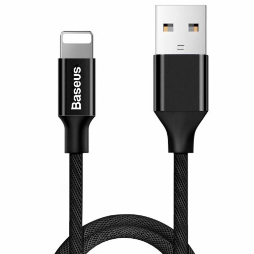 Baseus Yiven Nylon harisnyázott USB/ Lightning kábel 2A 1.2m fekete -6953156253001 1 kép