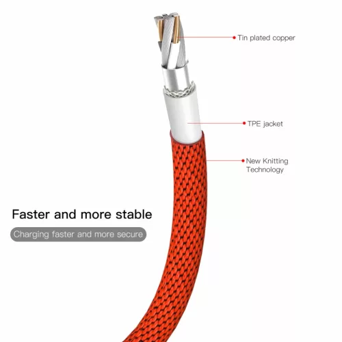 Baseus Yiven Nylon harisnyázott USB/ Lightning kábel 2A 1.8m piros (-6953156249080 3 kép