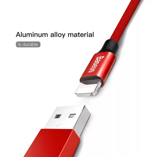 Baseus Yiven Nylon harisnyázott USB/ Lightning kábel 2A 1.8m piros (-6953156249080 4 kép
