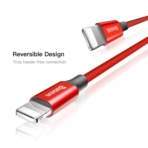 Baseus Yiven Nylon harisnyázott USB/ Lightning kábel 2A 1.8m piros (-6953156249080 6 kép