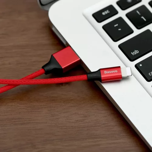 Baseus Yiven Nylon harisnyázott USB/ Lightning kábel 2A 1.8m piros (-6953156249080 9 kép