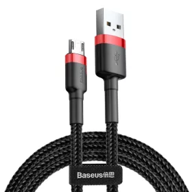   Baseus Cafule Nylon harisnyázott dupla oldalú USB/Micro USB kábel QC3.0 1.5A 2m fekete