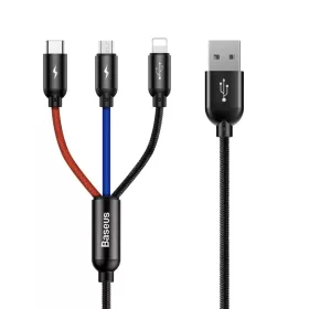   Baseus 3 Primary Colors micro USB/ Lightning/ USB Type-C kábel 1,2m 3.5A fekete