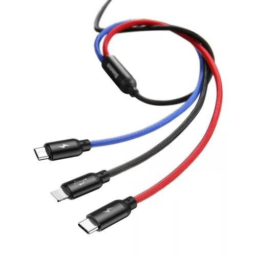Baseus 3 Primary Colors micro USB/ Lightning/ USB Type-C kábel 1,2m 3-6953156273948 5 kép