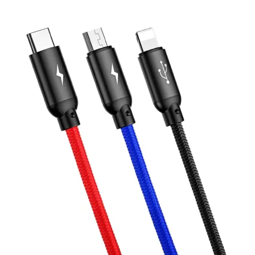 Baseus 3 Primary Colors micro USB/ Lightning/ USB Type-C kábel 1,2m 3-6953156273948 6 kép