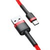 Baseus Cafule Nylon harisnyázott USB/USB-C kábel QC3.0 3A 0,5 m piro-6953156278165 6 kép