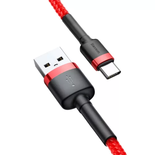 Baseus Cafule Nylon harisnyázott USB/USB-C kábel QC3.0 3A 0,5 m piro-6953156278165 6 kép
