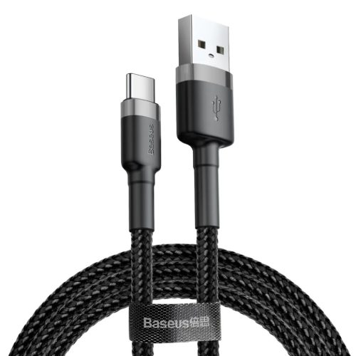 Baseus Cafule Nylon harisnyázott USB/USB-C kábel QC3.0 3A 0,5 m feke-6953156278189 4 kép