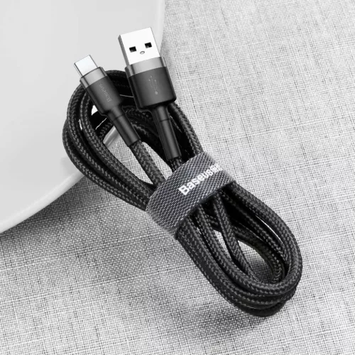 Baseus Cafule Nylon harisnyázott USB/USB-C kábel QC3.0 3A 0,5 m feke-6953156278189 2 kép