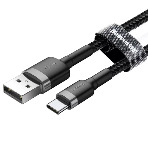 Baseus Cafule Nylon harisnyázott USB/USB-C kábel QC3.0 3A 0,5 m feke-6953156278189 3 kép