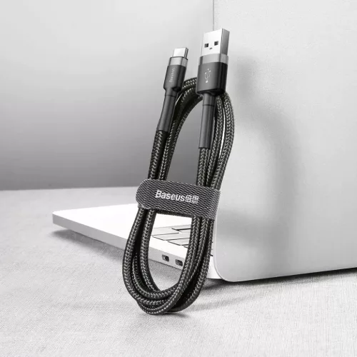 Baseus Cafule Nylon harisnyázott USB/USB-C kábel QC3.0 3A 0,5 m feke-6953156278189 5 kép