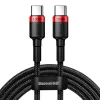 Baseus Cafule Nylon harisnyázott USB-Type C/USB-Type C kábel PD2.0 100W 20V 5A 2 m fekete/piros
