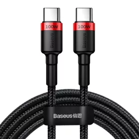   Baseus Cafule Nylon harisnyázott USB-Type C/USB-Type C kábel PD2.0 100W 20V 5A 2 m fekete/piros
