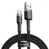 Baseus Cafule Nylon harisnyázott USB/USB-Type C kábel QC3.0 3A 1m fekete/szürke (CATKLF-BG1)