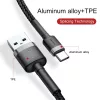 Baseus Cafule Nylon harisnyázott USB/USB-Type C kábel QC3.0 3A 1m fe-6953156278202 6 kép