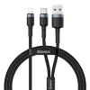 USB/USB-Type C/ Lightning kábel 18W 2,4A 480 Mbps 1,2m szürke Baseus-6953156220706 1 kép