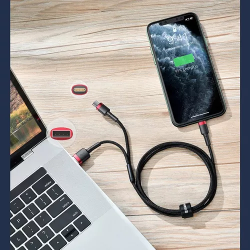 USB/USB-Type C/ Lightning kábel 18W 2,4A 480 Mbps 1,2m szürke Baseus-6953156220706 10 kép