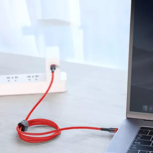 USB-C - USB-C kábel PD2.0 60W 20V 3A QC3.0 1m piros Baseus Cafule Nyl-6953156285194 7 kép