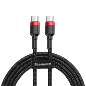   Baseus Cafule kábel USB Type-C - USB Type-C - PD 2.0 60W 3A QC 3.0 2m fekete/ piros