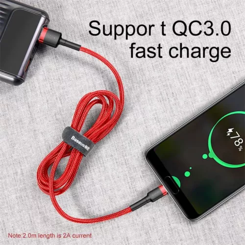 Baseus Cafule Nylon harisnyázott USB/USB-Type C kábel QC3.0 2A 3m pi-6953156296336 10 kép